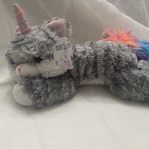 Kellytoy Gray Caticorn Plush 16” – HTF Cat Unicorn, Rainbow Accents, Tag
